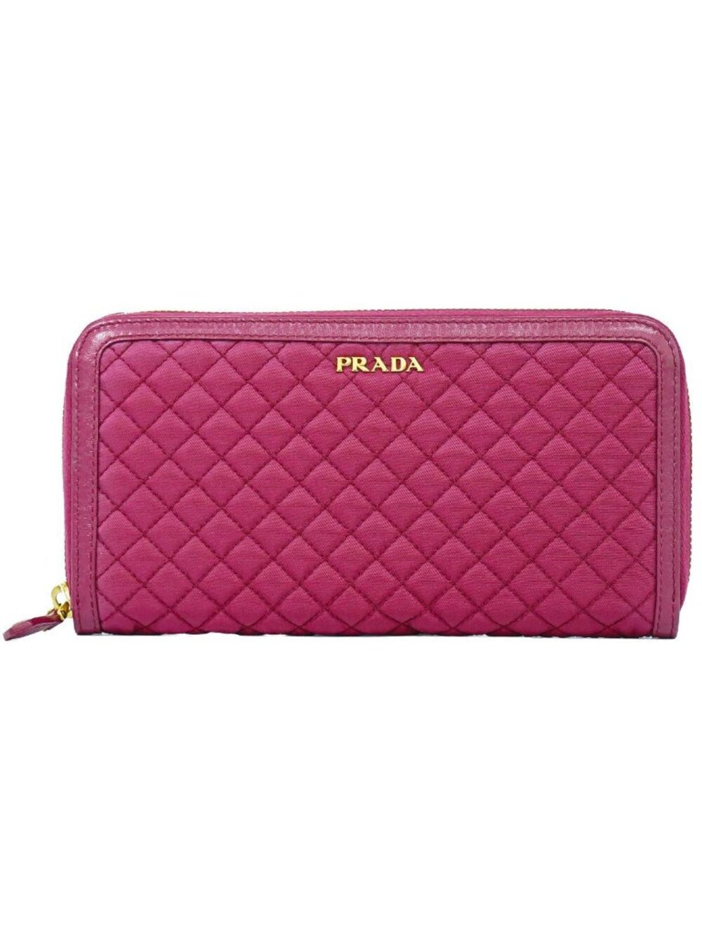 Prada Quilted Nylon Zip Around Wallet Pink
